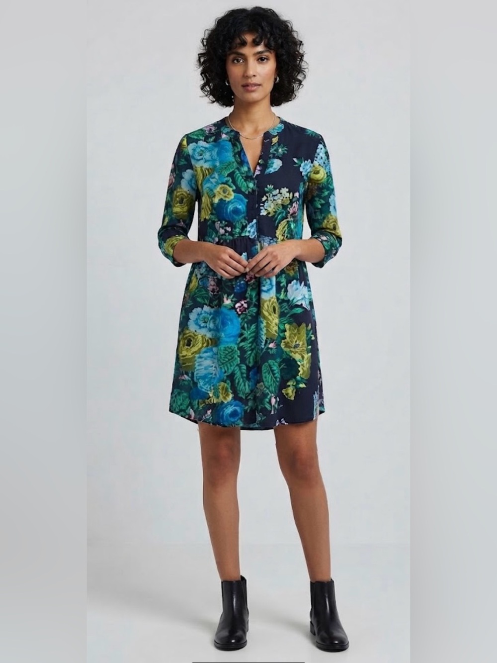 NWT Tuckernuck Verdant Floral Royal Mini Shirt Dress Preppy Size XXS